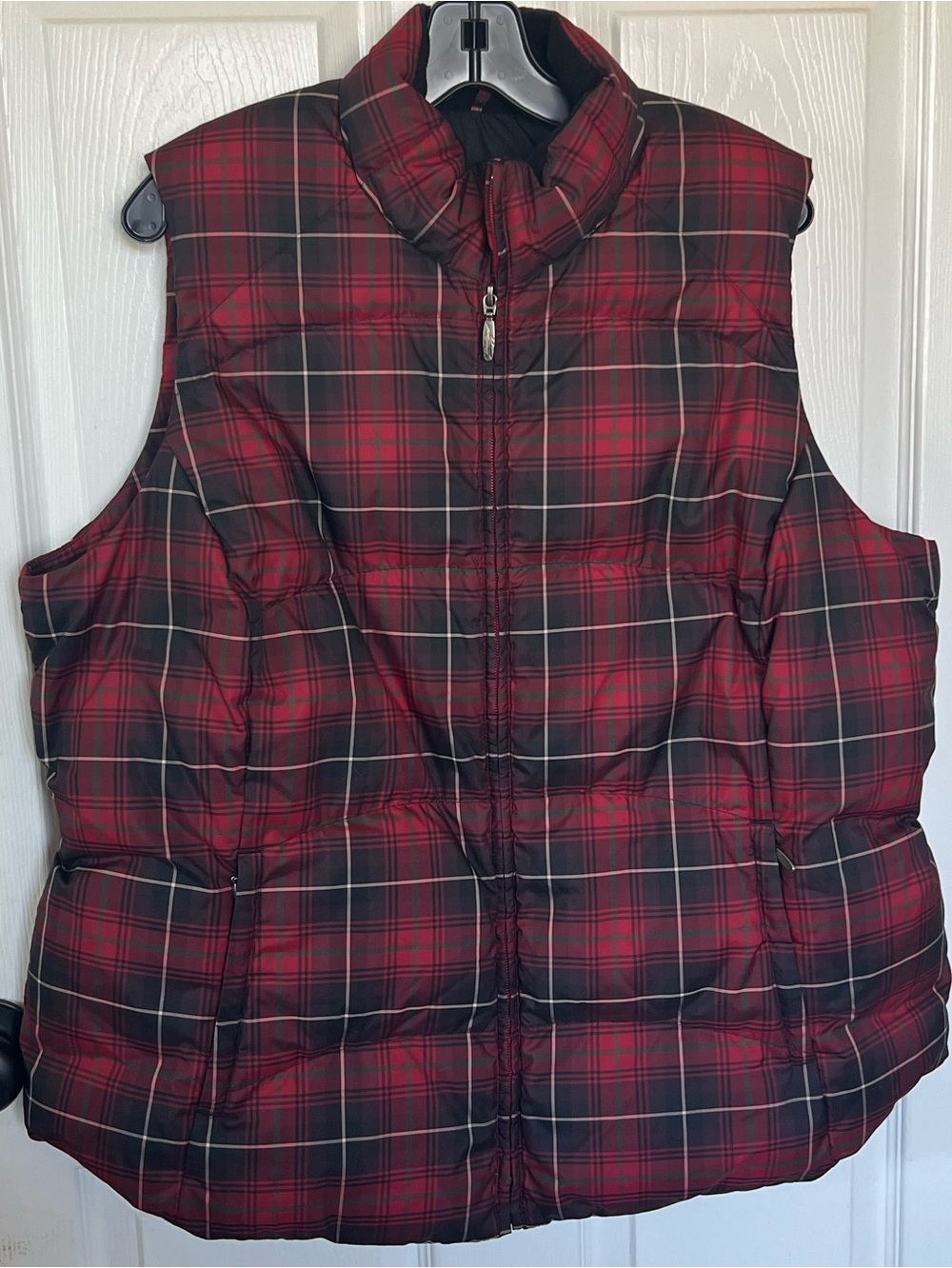 Vintage Eddie Bauer Red Plaid Goose Down Vest 1X NWOT